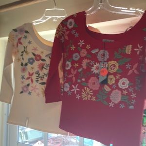 2 cropped delicate embroidered sweaters.